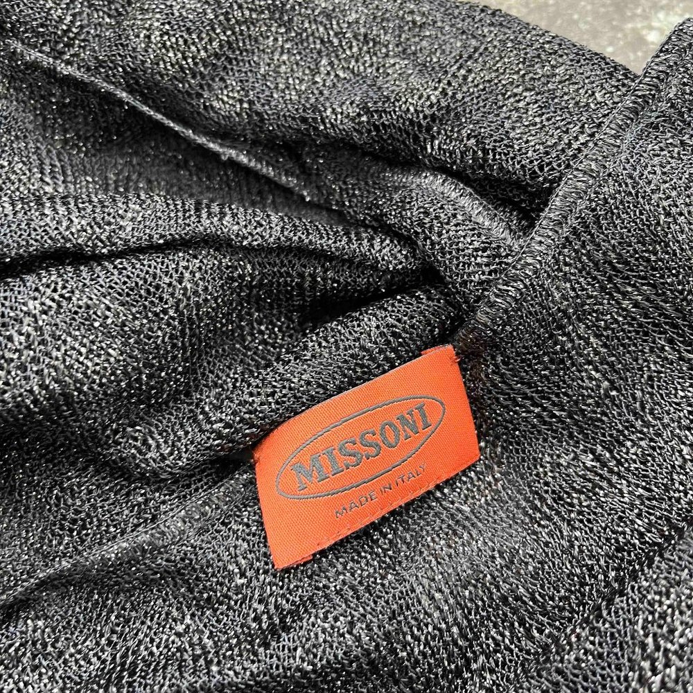 Missoni black metallic knitted scarf